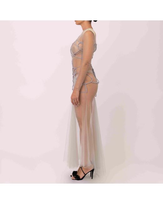 Chuks Collins Natural Neutrals Linda Evangelista Mesh Mermaid Gown – Neutral Tones