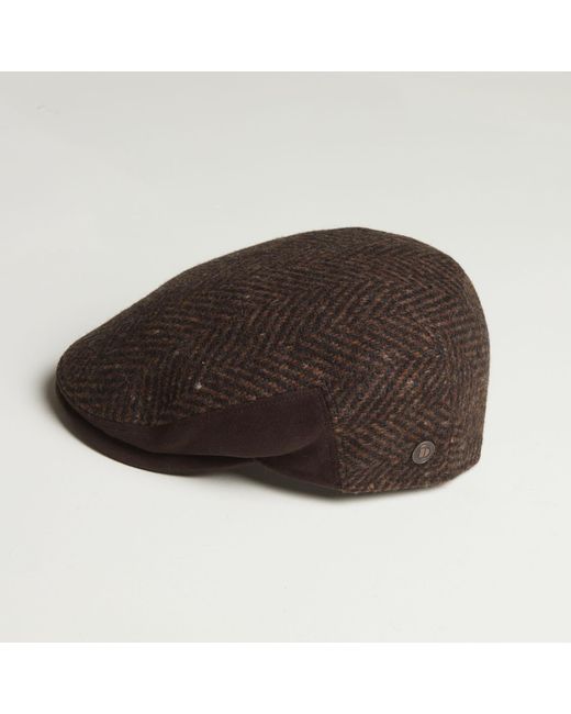 Dasmarca Hats Brown Drake Tweed Herringbone Italian Virgin Wool Cap For for men