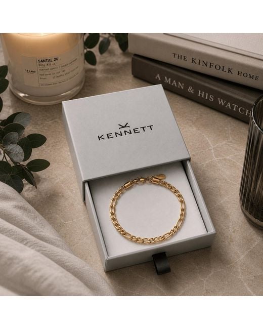 Kennett Watches & Accessories Metallic Kennett Figaro Chain Bracelet Five Mm for men