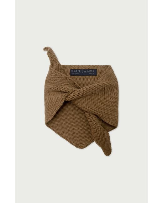 Paul James Knitwear Brown Cotton Garter Knit Fynn Mini Neckerchief