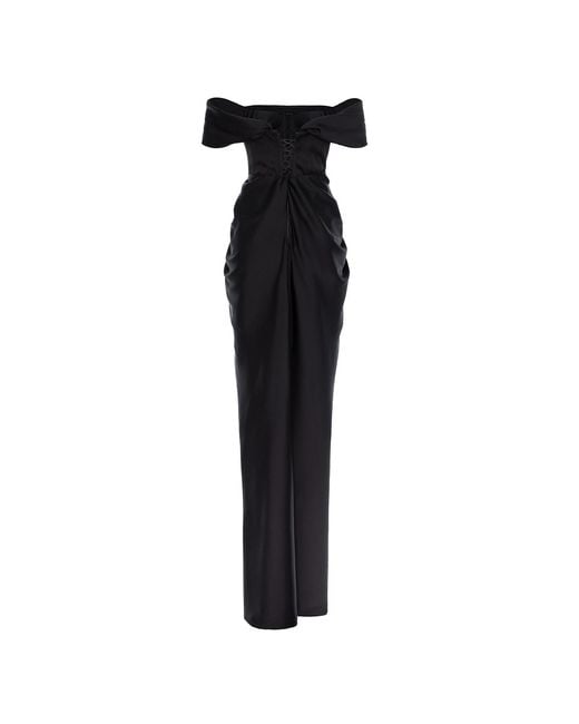 Acob a Porter Black Draped Maxi Dress