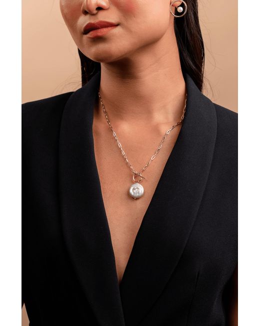 Zynnia Collective Metallic Studded Pearl Necklace