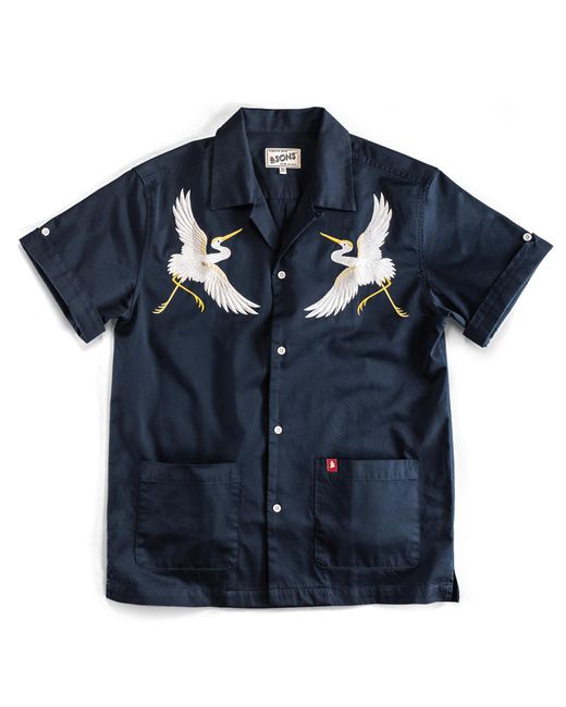 &SONS Trading Co Blue &sons Club Shirt Crane Embroidered Midnight for men