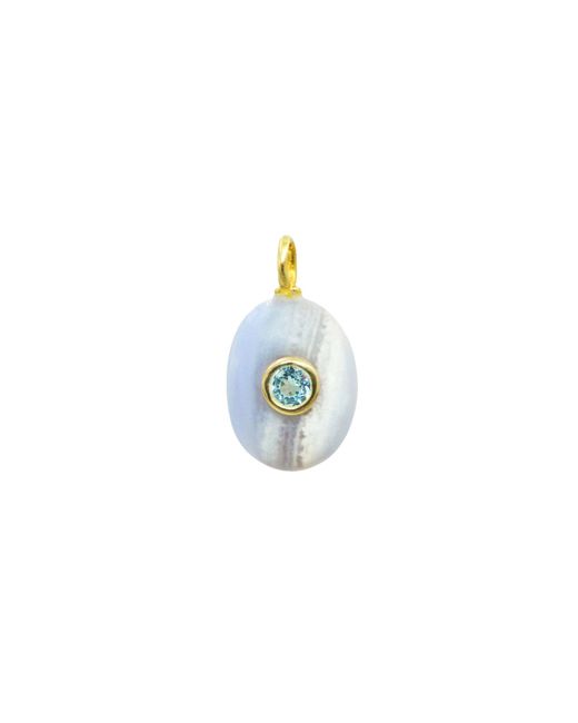 KAMARIA Blue Lace Agate Gemstone Pendant With Topaz