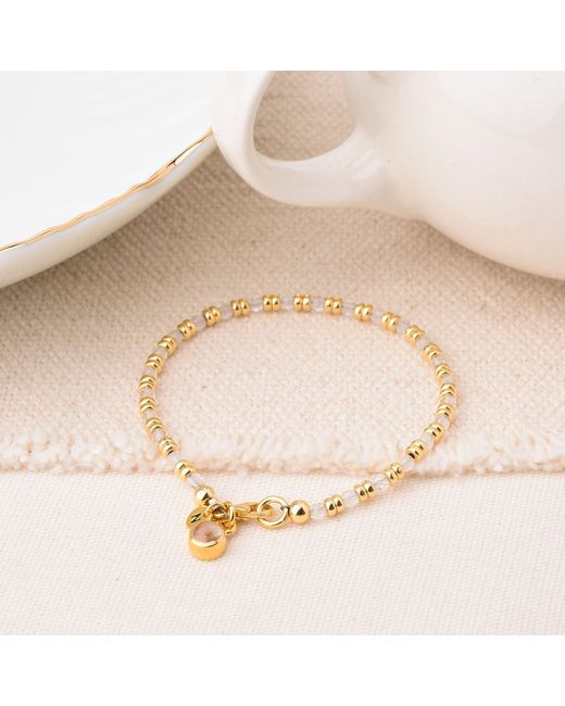 Nellou Jewellery Metallic Neutrals Linear April Birthstone Bracelet Crystal Sterling