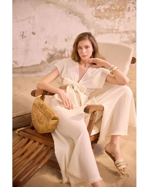 Lilamie White Neutrals Rio Front Tied Crop Dizayn Summer Top