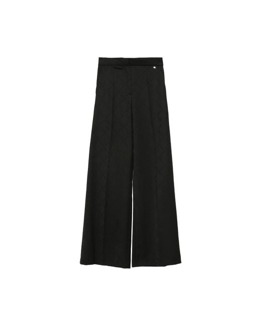Nissa Black Logo-Print Wool Pants