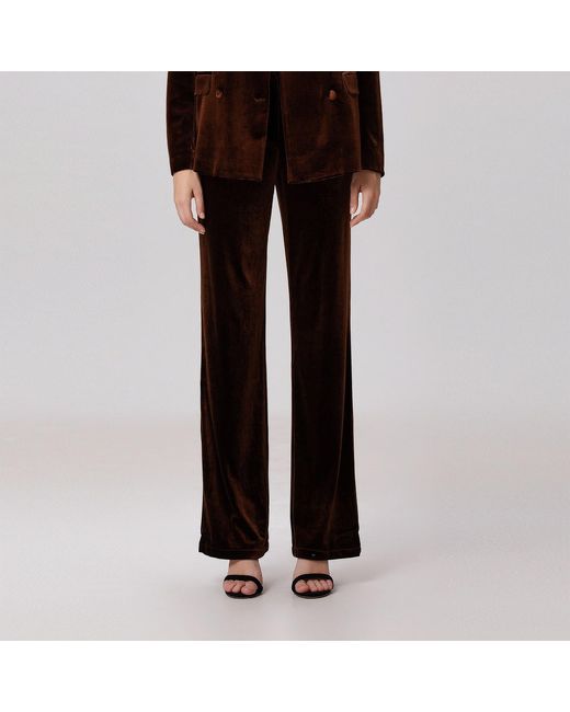 Smart and Joy Black Straight Velvet Suit Pants