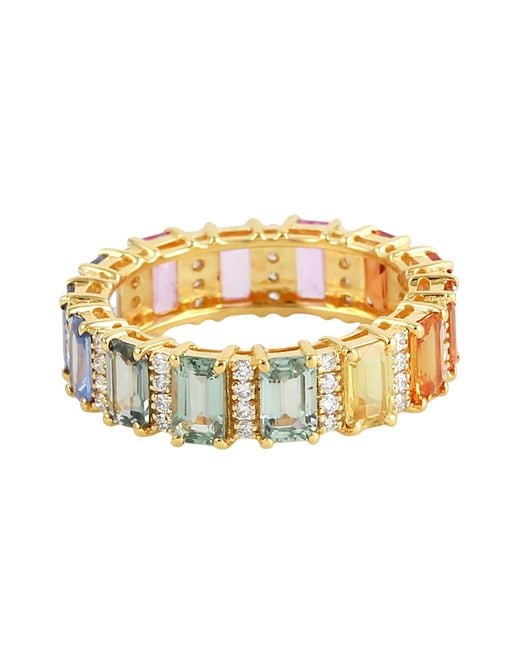 Artisan Metallic Sapphire & Diamond Bar Set Eternity Band Ring