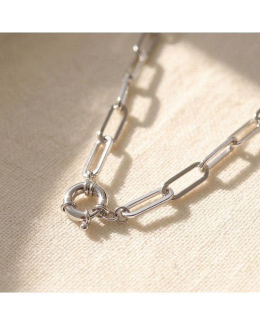 Harfi Metallic Statement Rhodium Filled Paperclip Link Necklace