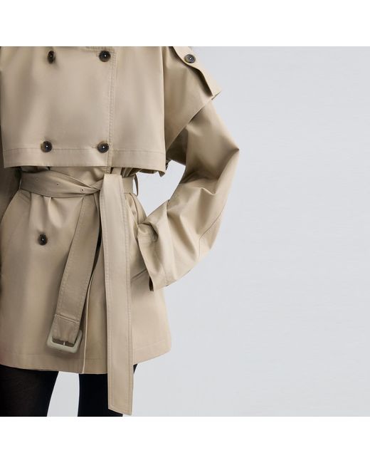FRONT ROW SHOP Natural Neutrals Cape Trench Jacket
