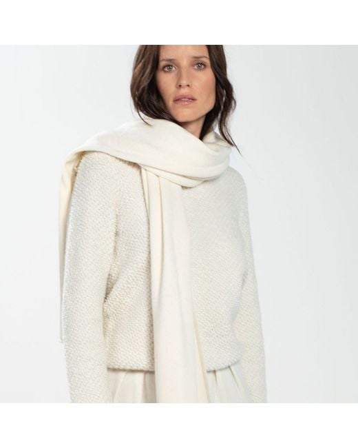 Bel Cashmere Natural Big Knitted Scarf Ivory