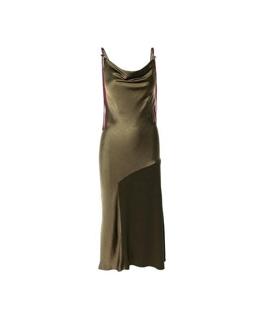Silvia Serban Green Double Sided Midi Dress Kaki & Burgundy