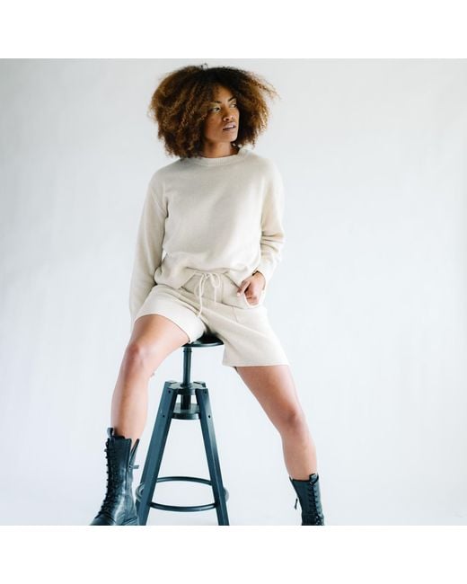 Zenzee White Neutrals Cashmere Cargo Pocket Shorts