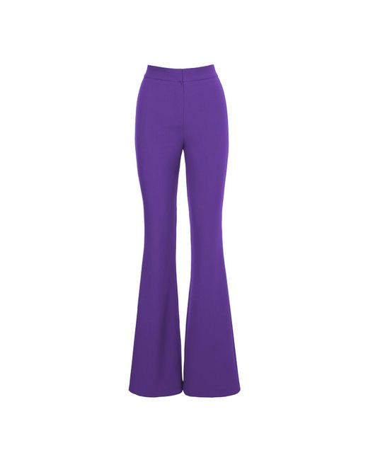 BLUZAT Deep Purple High-waisted Flared Trousers