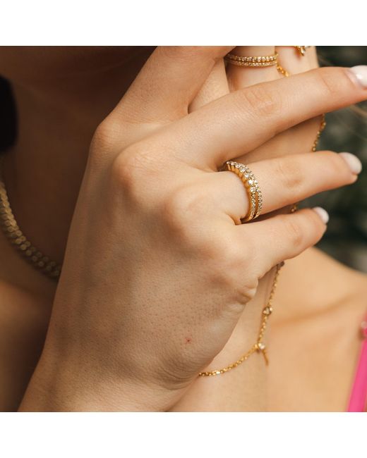 BLOOMTINE | Earth Angel HQ Metallic Illuminess Premium Vermeil Moissanite Combi Ring
