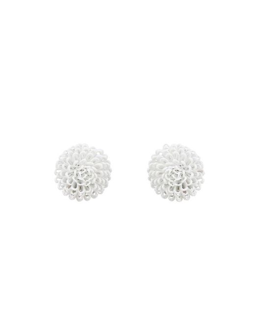 Pats Jewelry White Single Pompom Clip Earrings