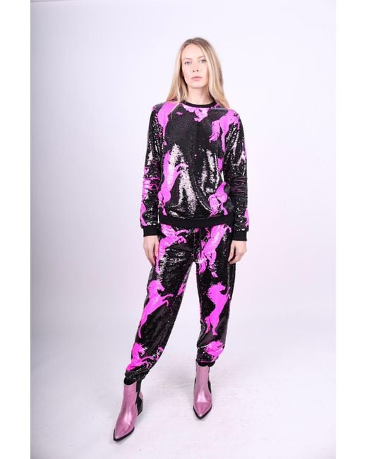 Any Old Iron Pink Pony Reversible Sequin Sweatshirt