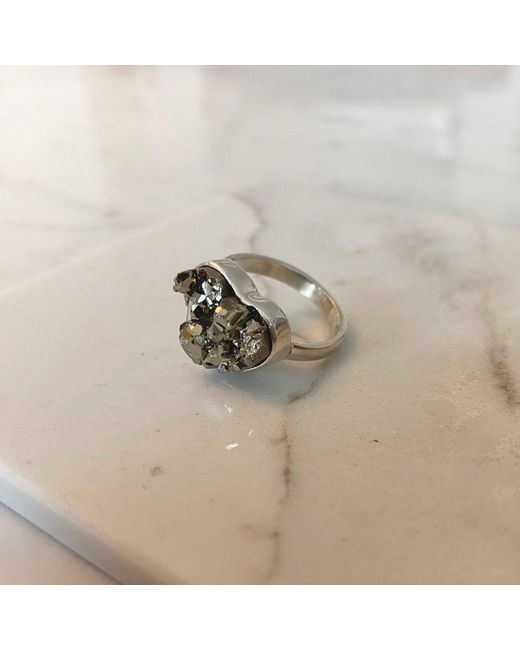 Glamrocks Jewelry Green Heart Shaped Pyrite Fool's Gemstone Ring