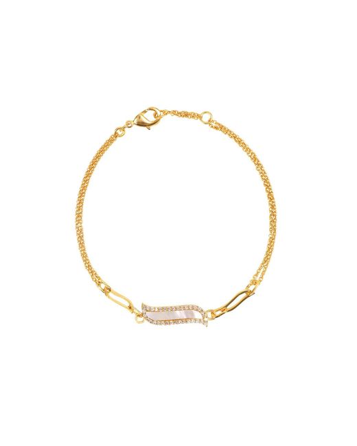 Lila Rasa Metallic Double Chain Bracelet Mother Of Pearl Wave Symphony