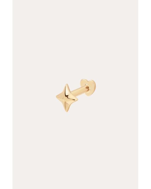 Vanhi Metallic 14K Solid Four Point Star Flat Back Stud