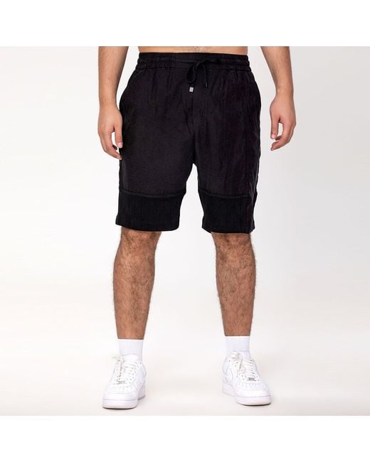Smart and Joy Black Bi-Material Casual Shorts for men
