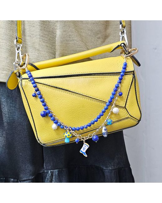 Farra Blue Lapis With Mushroom And Boots Double Layers Chain Bag Charm