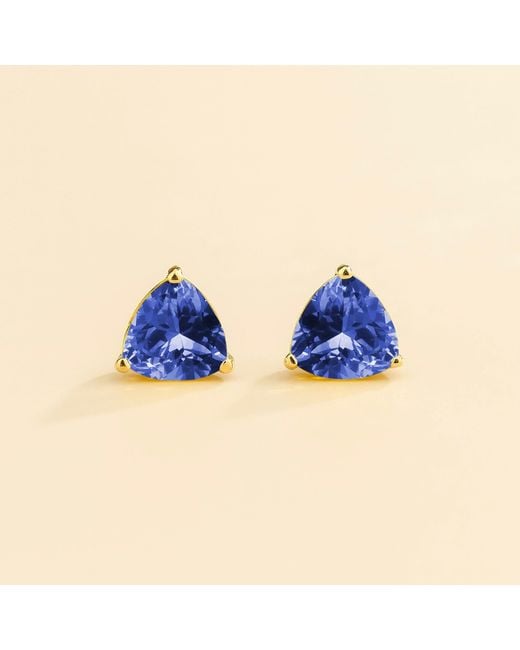 Juvetti Blue Trillion Sapphire Stud Earrings