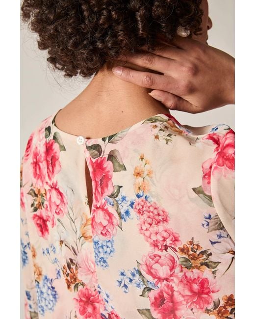 James Lakeland White Print Flower Wave Hem Dress