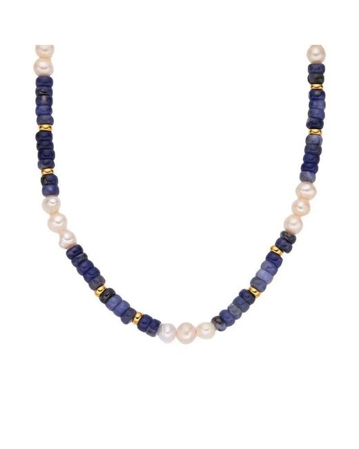 Angel Barocco Blue Natural Pearl & Stone Necklace