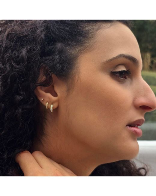 Harfi Metallic Opal Tapered Plated Huggie Hoop Earrings