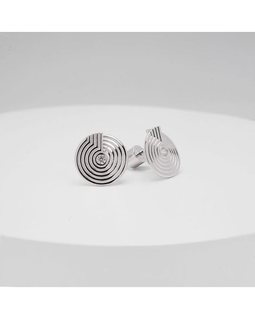 Meulien Metallic Open Twist Disc Stud Earrings With Engraved Circles And Cz