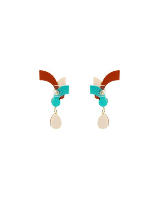 Gissa Bicalho Metallic Acrylic Handmade Earring Crest Cinnamon