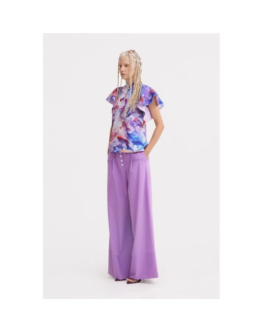 Julia Allert Purple Button Front Palazzo Trousers – Lilac