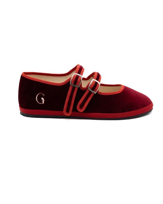 Gondolina Shoes Red Accademia Ruby Velvet Double-Strap Mary Jane Shoes – Made