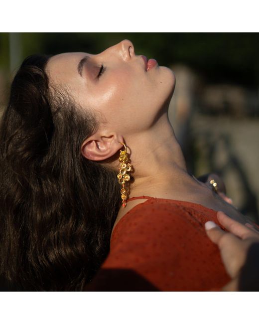 Ebru Jewelry Metallic Golden Aura Coral Dangle Earrings