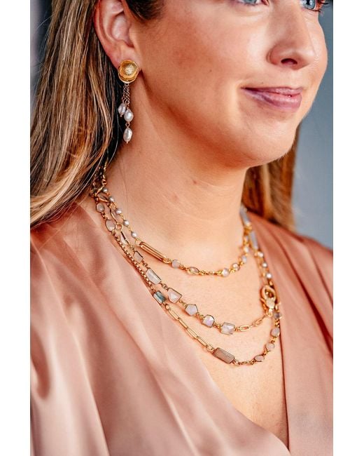 Loni Paul Jewelry Metallic Three Strand Rice Baroque Earring