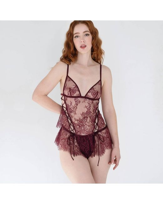 MONIQUE MORIN LINGERIE Purple Moonstruck Lace Shorts Velvet