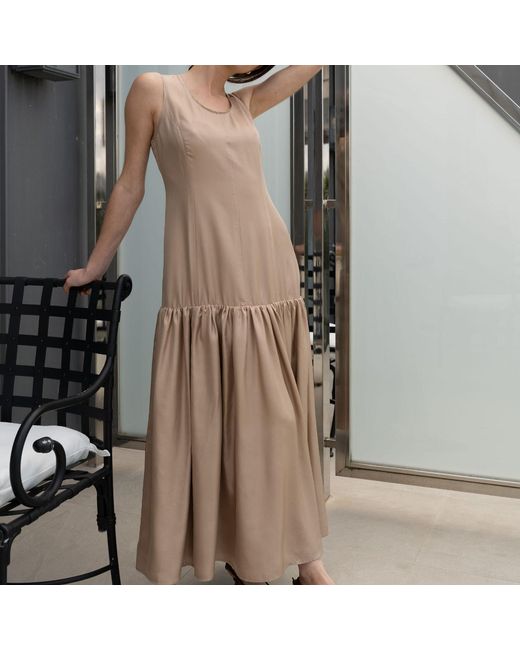 Bel Cashmere Brown Verona Silk Dress Taupe