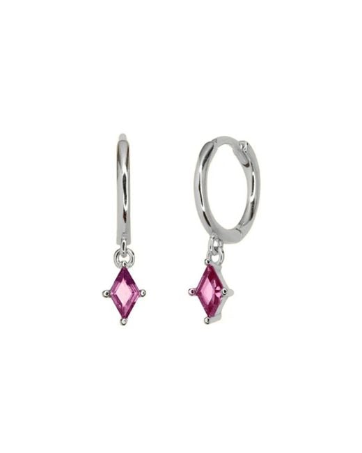 Harfi Metallic Ruby July Birthstone Delicate Dangle Hoops
