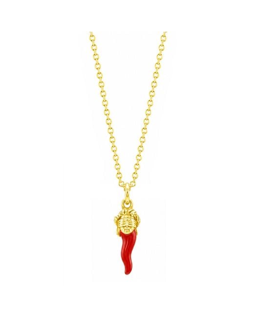 Unaloe Metallic Plated No Evil Italian Horn Pendant Necklace