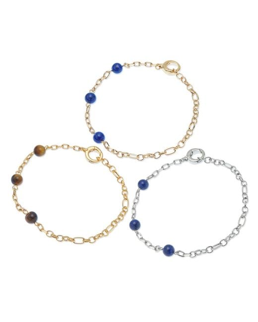 Grosse Metallic Platinum & Lapis Lazuli Gemstone Bracelet, Series Gem Mix