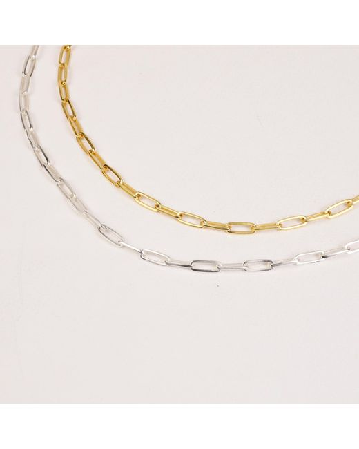 Lila Rasa Metallic Paperclip Chain Necklace Large