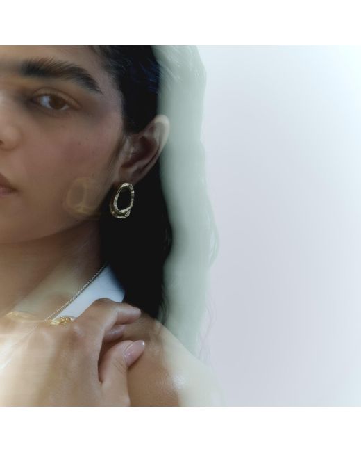 De Roms Metallic Molten Hoops Two Together Earrings