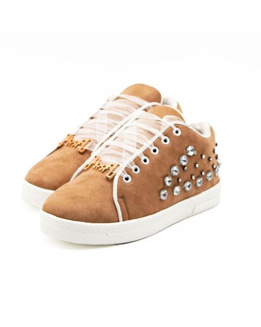 Rettrose Brown Neutrals Lydia Luxury Desert Storm Suede Handmade Embellished Tennis Shoe