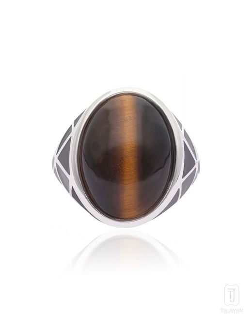 The Jewelz White Wild Ember Natural Tiger's Eye Gemstone Ring