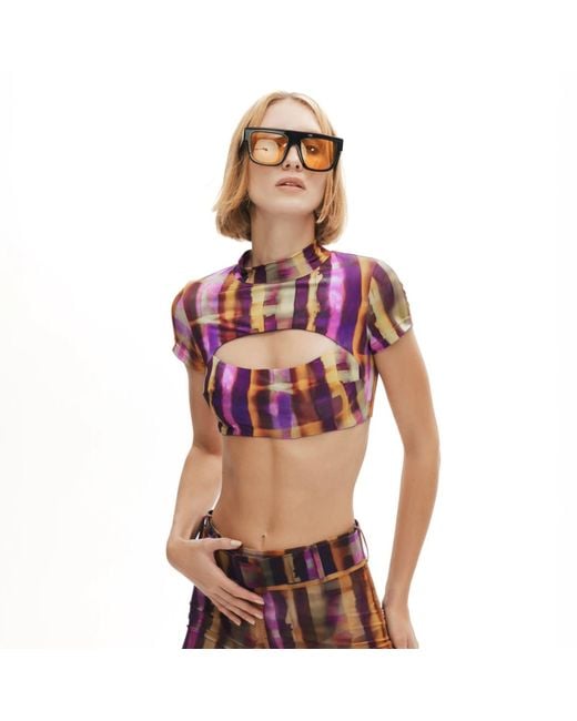 Khéla the Label Red Groove Dealer Printed Crop Top