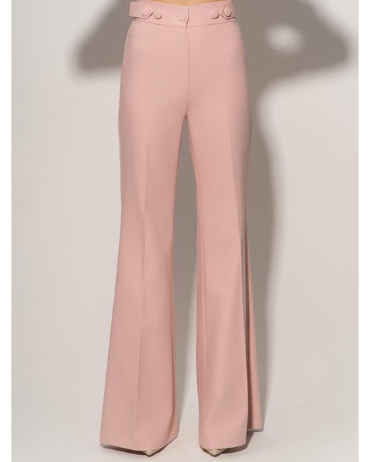 Tia Dorraine Pink Flared Trousers With Adjustable Waist