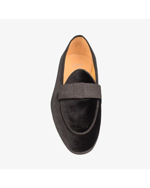 DAVID WEJ Black Bradford Velvet Belgian Bowtie Loafers – for men