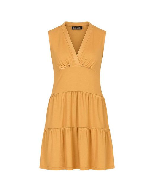 Conquista Orange Chic Dark Biscuit Sleeveless V-Neck Jersey Dress
